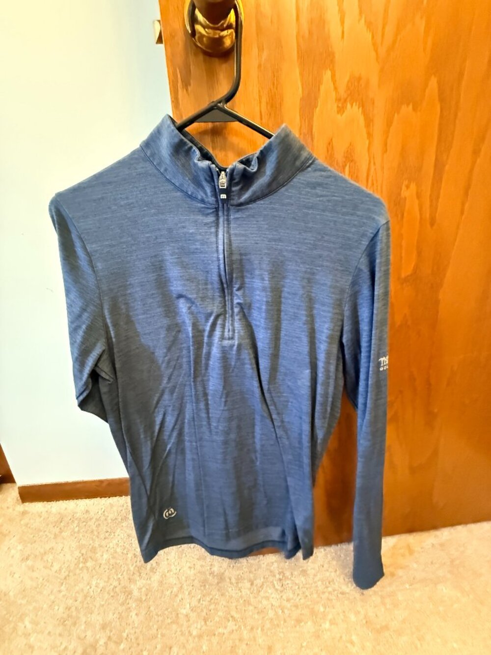 TravisMathew Quarter Zip Pullover Heather Blue Golf Men's S The Wilds Golf Club